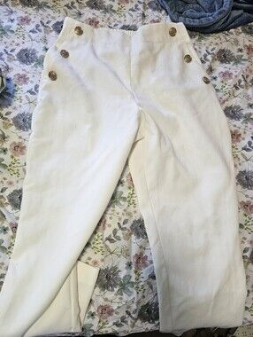 White High-Waist Button Sailor Pants